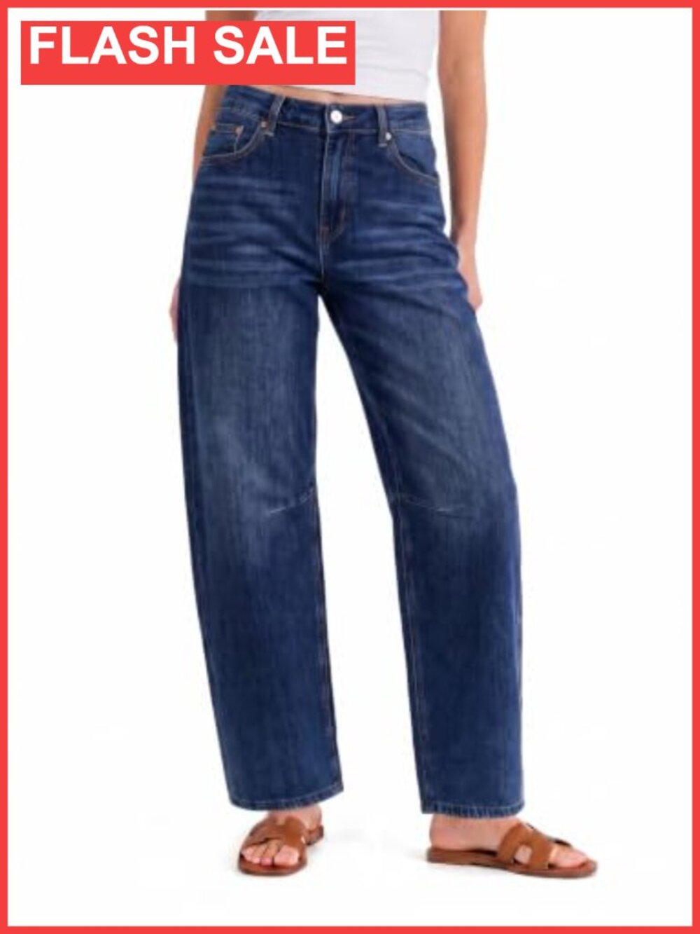 Barrel Cropped Jeans Baggy High Waisted Casual Denim Pants